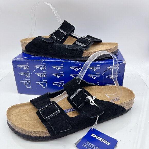 Birkenstock Arizona Soft Footbed Sandal Black Suede EU 45 Mens US 12- 12.5 Wide - Picture 3 of 14